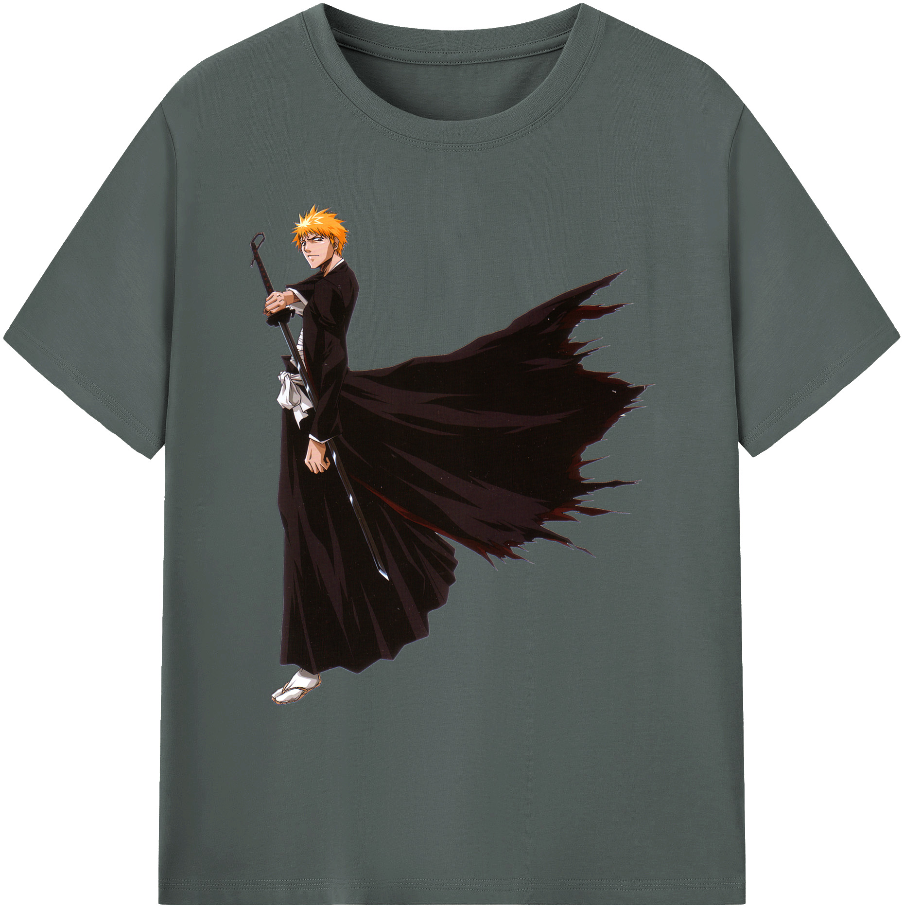 （画像用） ブリーチ 黒崎一護（くろさき いちご）BLEACH Kurosaki Ichigo 綿100％ メンズ半袖Tシャツ｜肌触りやわらか＆通気性